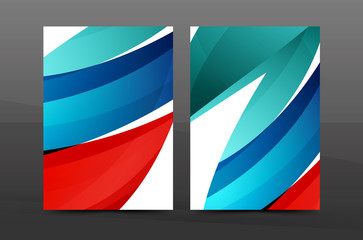 Color waves abstract background geometric A4 business print template