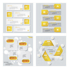 Collection of 4 yellow color template/graphic or website layout. Vector Background. For your idea and presentation.