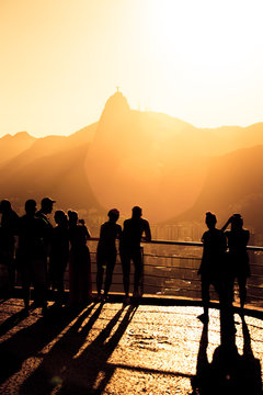 tourists silhouettes on a Pao do Asucar