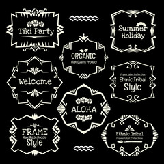 Doodle vector frame set.Ethnic Tribal  style frame collection.