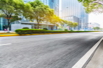 empty road front of modern buildings