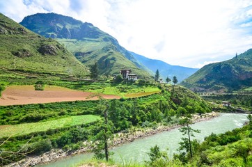 Picturesque Mountain Scenery in Bhutan
