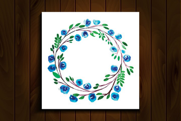 frame with flowers blue