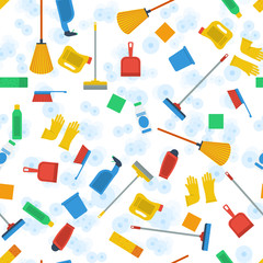 Seamless pattern of cleaning items
