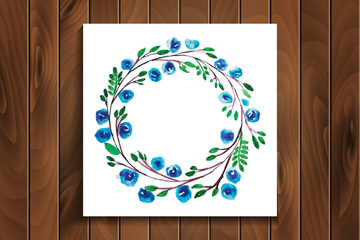 frame with flowers blue