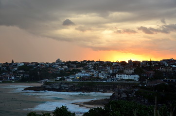 Obraz premium Storm occurred over Bronte (Sydney, Australia) at sunset