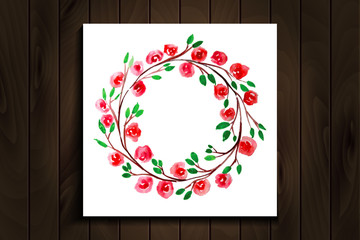 frame with flowers red