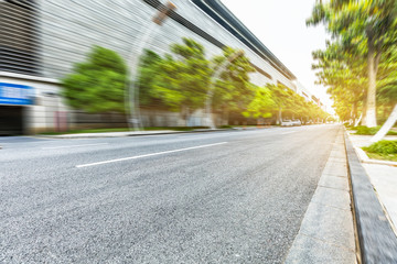 empty road front of modern buildings