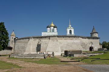 Tower of Pskov kremlin in Russia