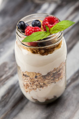 Muesli with berries dessert