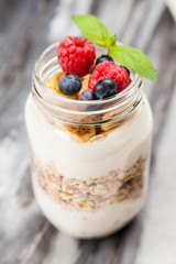 Muesli with berries dessert
