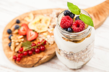 Muesli with berries dessert