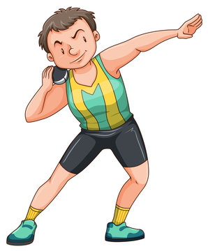 Man athlete doing shotput