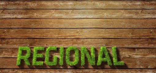 Regional made of grass on wood background