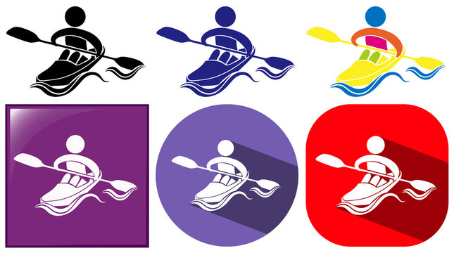 Kayaking Icon In Many Designs