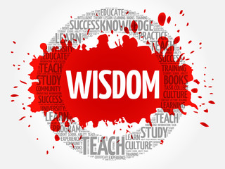 Wisdom word cloud collage, education concept background