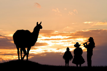 Peruvian family and lamas © adrenalinapura