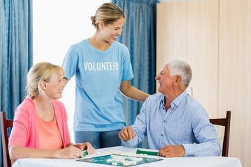 Senior couple playing board games