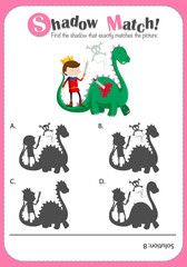 Game template with matching dragon and prince