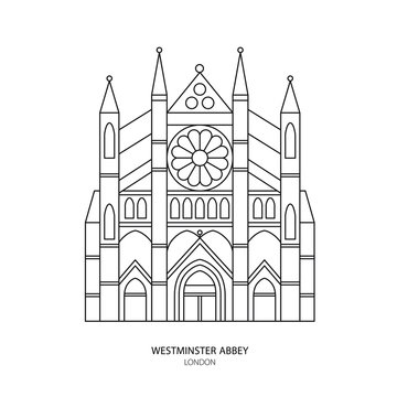 Westminster Abbey, London landmark vector illustration.