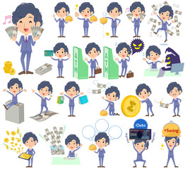 Stripe suit perm hair men money