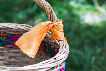 wicker basket with orange dressing