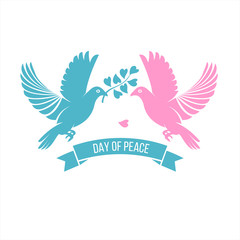  International day of peace. The dove of peace. Logo doves and an olive branch