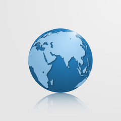 High detailed vector vector globe with Eurasia, Oceania and Africa.