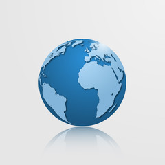 High detailed vector globe with Europe, Africa, North and South America