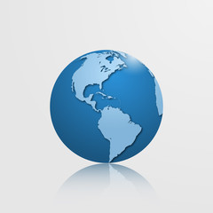 High detailed vector globe with North and South America. 