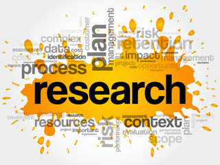 Research word cloud collage, business concept background