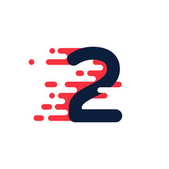Number two logo with fast speed lines.