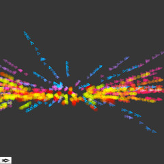 Array with Dynamic Emitted Particles. Abstract Dynamic Background. Composition with Motion Effect. Bokeh Effect. Vector Illustration. 