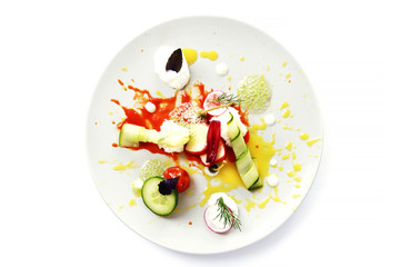 Molecular cuisine vegetable salad
