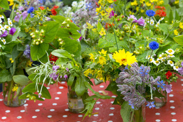summerflowers in vase in summer garden The Netherlands