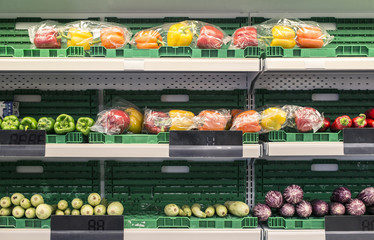 Fruits and vegetables in the supermarket