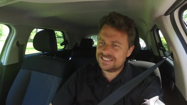 Man in the car driving