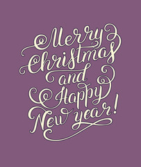  Merry Christmas and Happy New Year calligraphic hand lettering