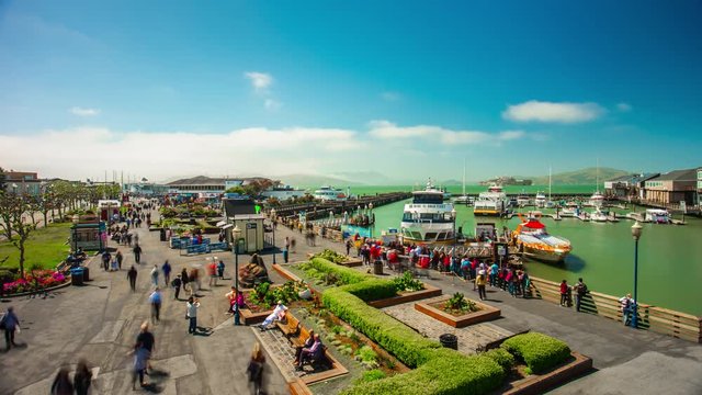 san francisco summer day famous pier bay panorama 4k time lapse usa
