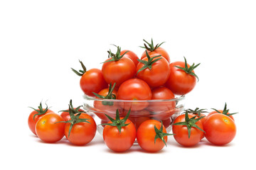 cherry tomatoes close-up on a white background