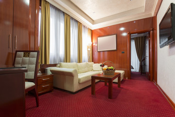 Living room in hotel apartment