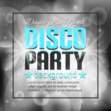 Disco party poster with place for text. Dance party. Disco poster. Vector Illustration