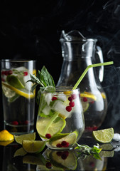Citrus lemonade with cranberries, mint and ice