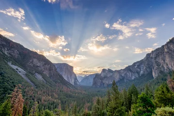 Foto op Canvas Sunrise at the tunnel View vista point at Yosemite National Park © Allen.G