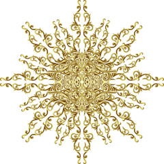 Vector Beautiful Deco gold Mandala, Patterned Design Element, Ethnic Amulet