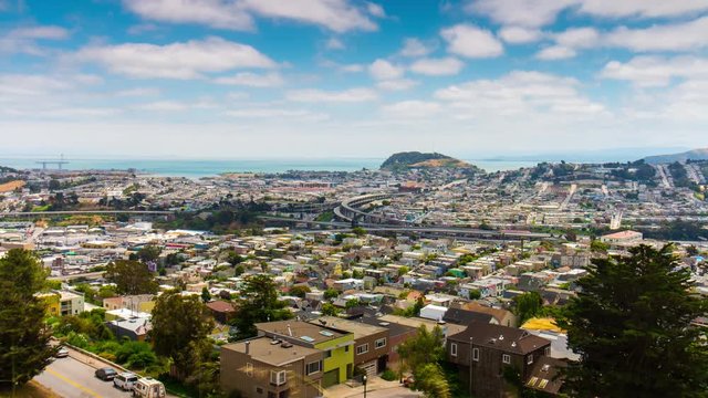 san francisco city summer day twin peaks panorama 4k time lapse usa
