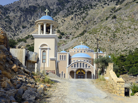 Moni Agios Nikolaos. Just west of Zaros, a sign directs you to this monastery at the mouth of the Rouvas Gorge, about 2km up the valley.