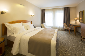 Classic style hotel bedroom interior