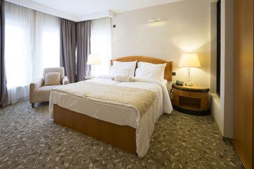 Classic style hotel bedroom interior