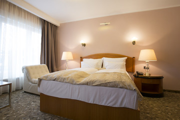 Classic style hotel bedroom interior